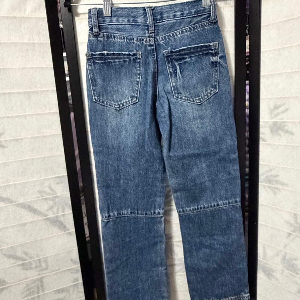 RSQ Girls Baggy Jeans Size 7 NWT Dark Wash Knee Seam‎ Skater Y2K Cropped Tillys - Picture 3 of 8